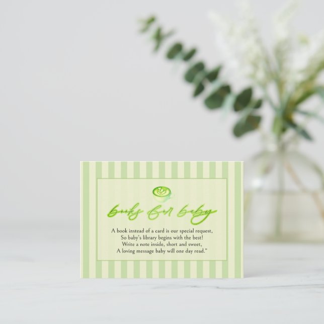 Carte D'accompagnement Rayures Vertes  Matcha  Livres pour Bébé (Debout devant)