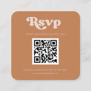 Carte D'accompagnement Réaction RSVP de code QR de sucre brun rétro éléga