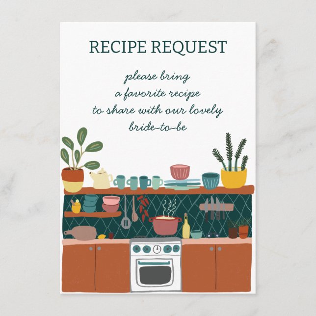 Carte D'accompagnement RECEPE DEMANDER Fête des mariées Cute PERSONNALISÉ (Devant)