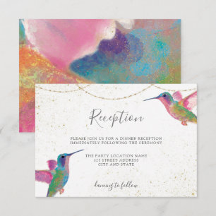 Carte D'accompagnement Réception à l'aquarelle des colibris floraux color