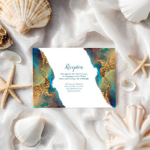 Carte D'accompagnement Réception Abstraite Mystique Coral Gold