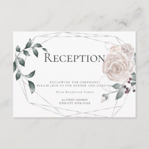 Carte D'accompagnement Réception Aquarelle Fleurs Rose Poussiéreuse Arg