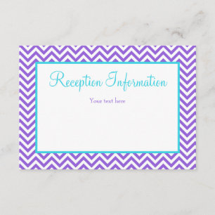 Carte D'accompagnement Réception Bat mitzvah Chevron Purple Turquoise Blu