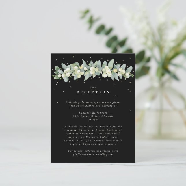 Carte D'accompagnement Réception Black Snowberry+Eucalyptus Garland (Debout devant)