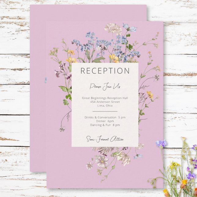 Carte D'accompagnement Réception Boho Fleur sauvage Rose (Créateur téléchargé)