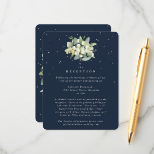Carte D'accompagnement Réception Bouquet de Navy Foncé Snowberry + Eucaly