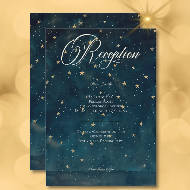 Carte D'accompagnement Réception Céleste Midnight Blue Crescent Moon (Celestial Midnight Blue Crescent Moon Reception Enclosure Card)