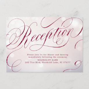Carte D'accompagnement Réception de calligraphie vintage bordeaux glamour