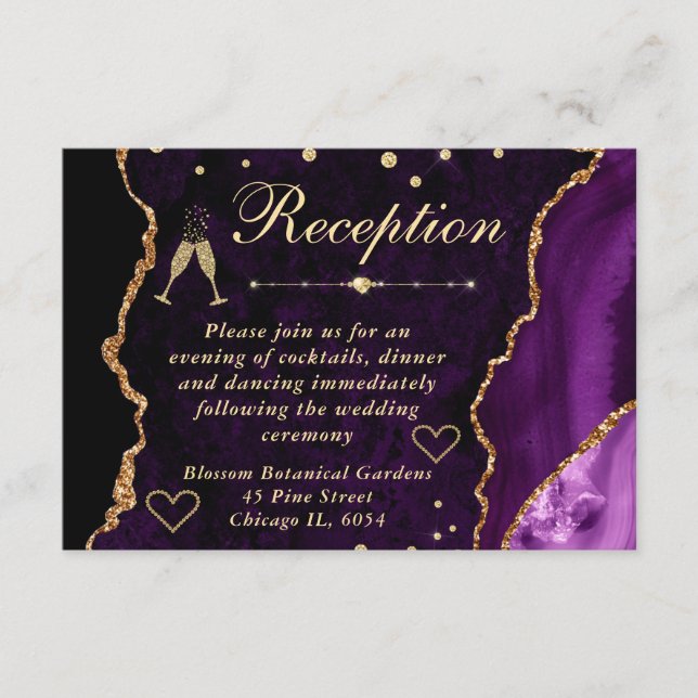 Carte D'accompagnement Réception de Faux Paillettes d'Agate Violette et D (Devant)