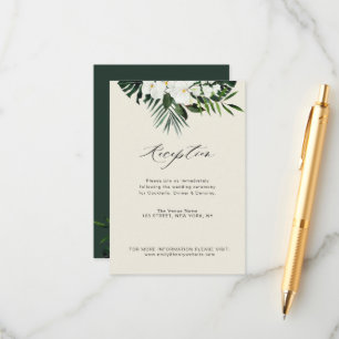 Carte D'accompagnement réception de mariage à fleurs blanches tropicales