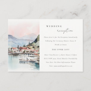 Carte D'accompagnement Réception de mariage à Kauai Hawaï en aquarelle
