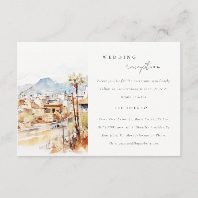Carte D'accompagnement Réception de mariage à l'aquarelle à Tucson Arizon (Devant)