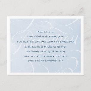 Carte D'accompagnement Réception de mariage à l'aquarelle bleue nuage éth