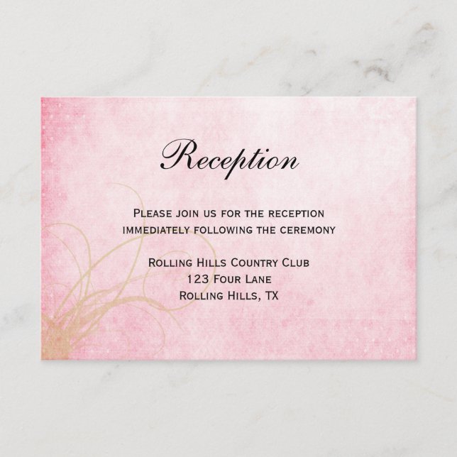 Carte D'accompagnement Réception de mariage à l'aquarelle Colibri Rose (Devant)