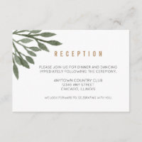 Réception de mariage à l'aquarelle de feuilles ver