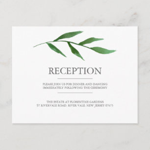 Carte D'accompagnement Réception de mariage à l'aquarelle élégante avec f