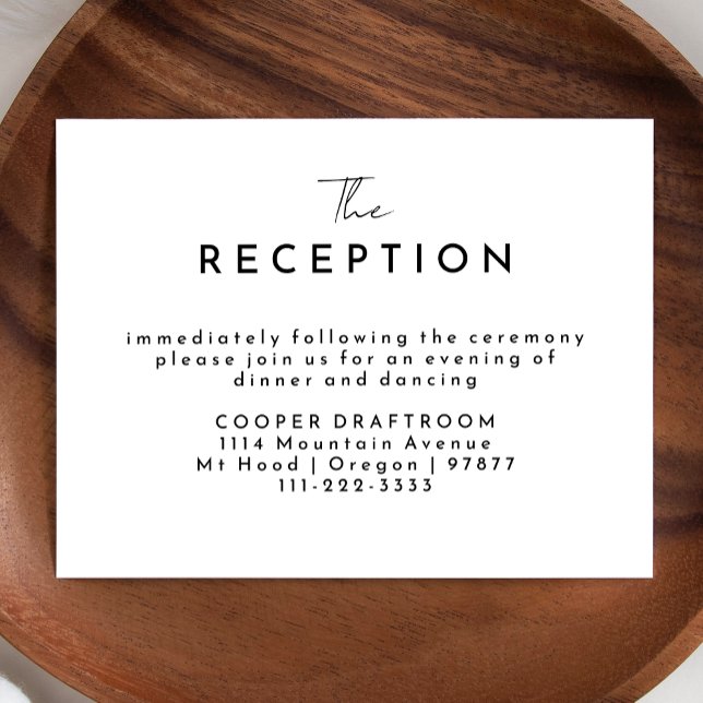 Carte D'accompagnement Réception de mariage à script moderne blanc (Créateur téléchargé)
