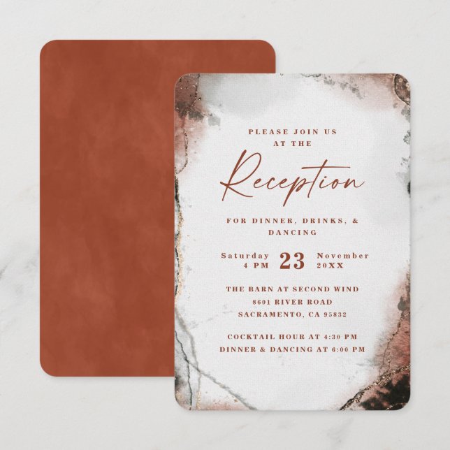 Carte D'accompagnement Réception de mariage Abstraite Burnt Orange (Devant / Derrière)