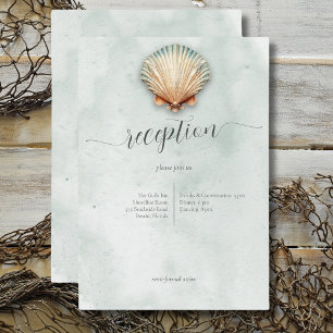 Carte D'accompagnement Réception de mariage Aqua Coastal Seashell