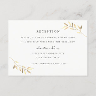 Carte D'accompagnement Réception de mariage au jardin de la feuille d'oli