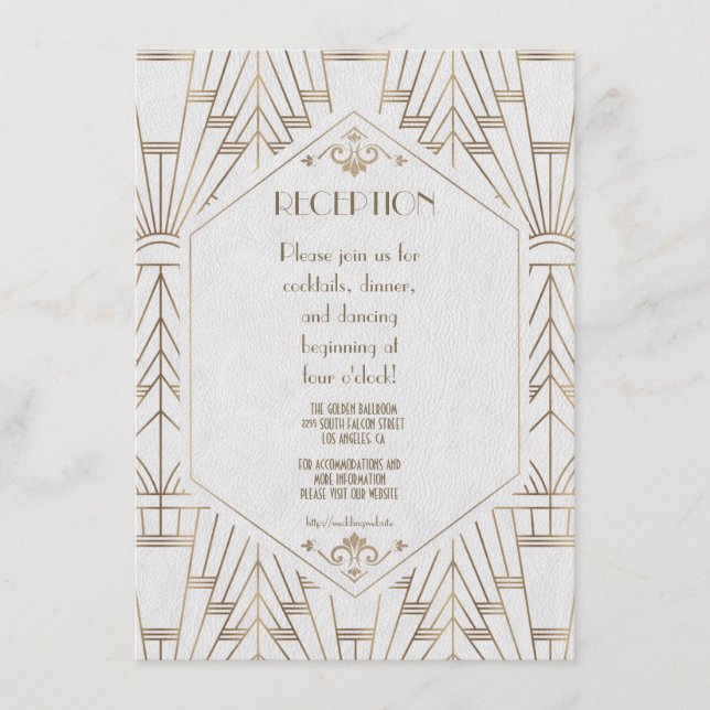 Carte D'accompagnement Réception de mariage au monogramme Royal Gold Art  (Devant)