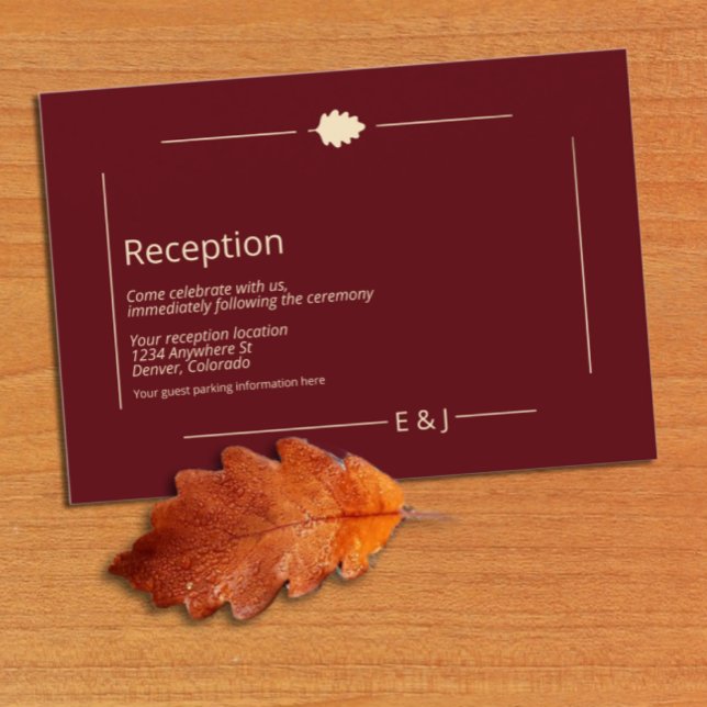 Carte D'accompagnement Réception de mariage automnal en Bourgogne (Créateur téléchargé)