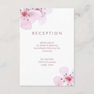 Carte D'accompagnement Réception de mariage aux cerisiers en fleurs chic