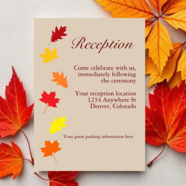 Carte D'accompagnement Réception de mariage aux feuilles d'automne (Créateur téléchargé)