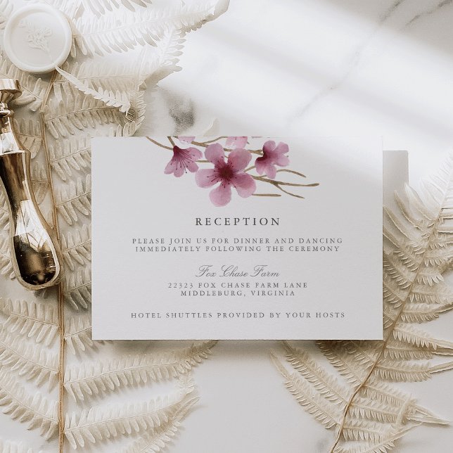 Carte D'accompagnement Réception de mariage aux fleurs de cerisier aquare (Créateur téléchargé)