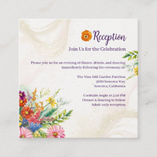 Carte D'accompagnement Réception de mariage aux fleurs sauvages