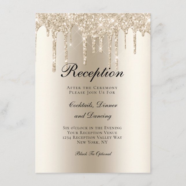 Carte D'accompagnement Réception de mariage avec Champagne ruisselant de  (Devant)