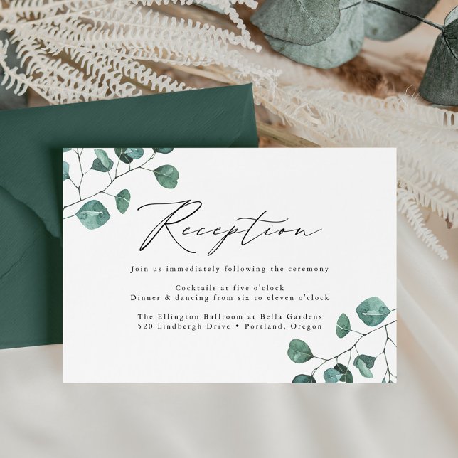 Carte D'accompagnement Réception de mariage avec eucalyptus moderne (Créateur téléchargé)