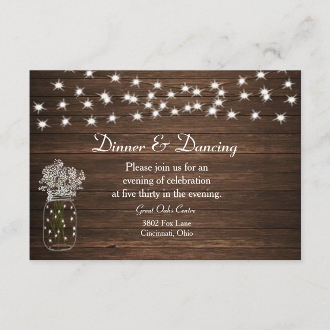 Carte D'accompagnement Réception de mariage avec jarre en grès et lumière (Devant)