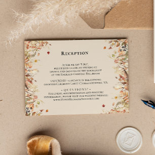 Carte D'accompagnement Réception De Mariage Beige De Chute Simple Rustiqu