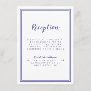 Carte D'accompagnement Réception De Mariage Bleu Simple Periwinkle
