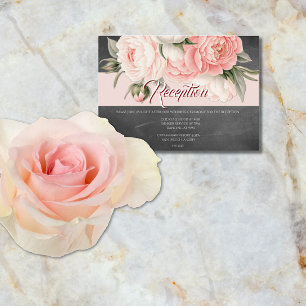 Carte D'accompagnement Réception de mariage bohème floral sur tableau noi
