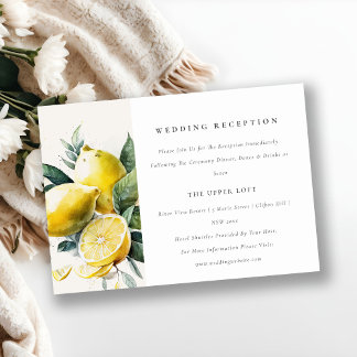 Carte D'accompagnement Réception de mariage bohème jaune citron jardin