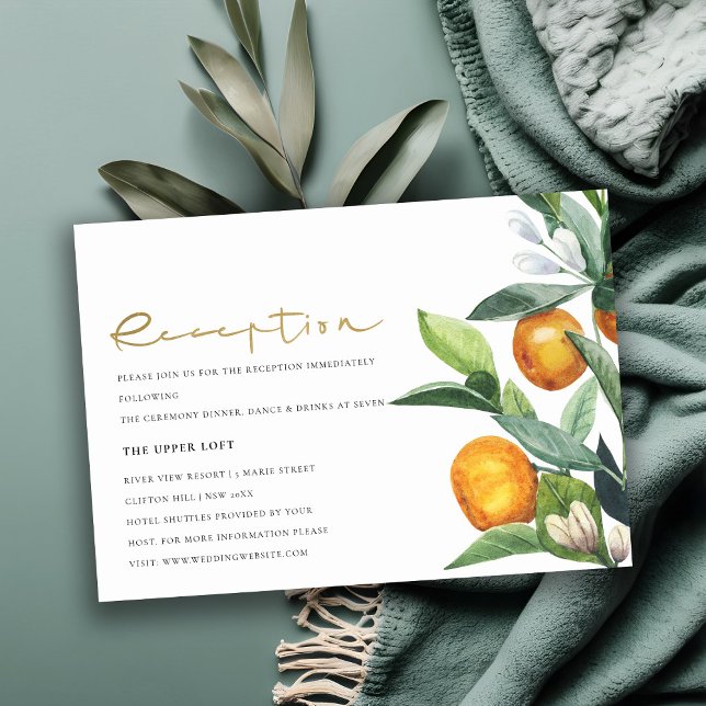 Carte D'accompagnement Réception de mariage Boho Botanique Orange Citrus (Créateur téléchargé)