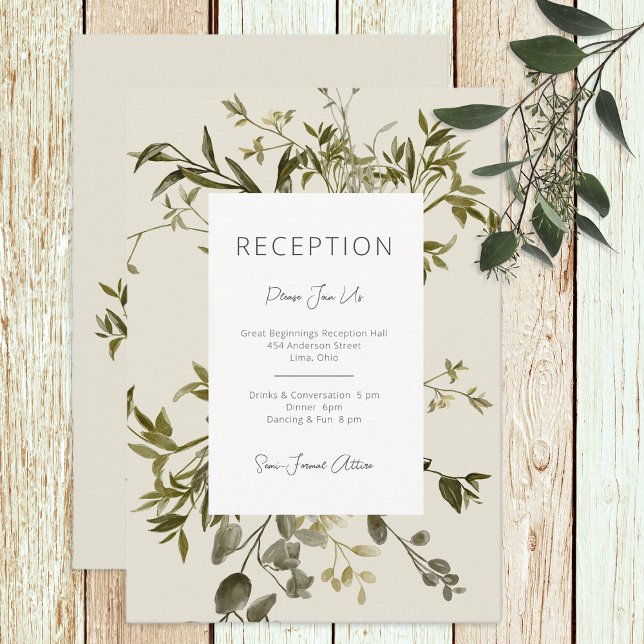 Carte D'accompagnement Réception de mariage Boho Delicate Verdure (Créateur téléchargé)