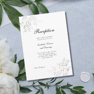 Carte D'accompagnement Réception de mariage botanique argenté minimaliste