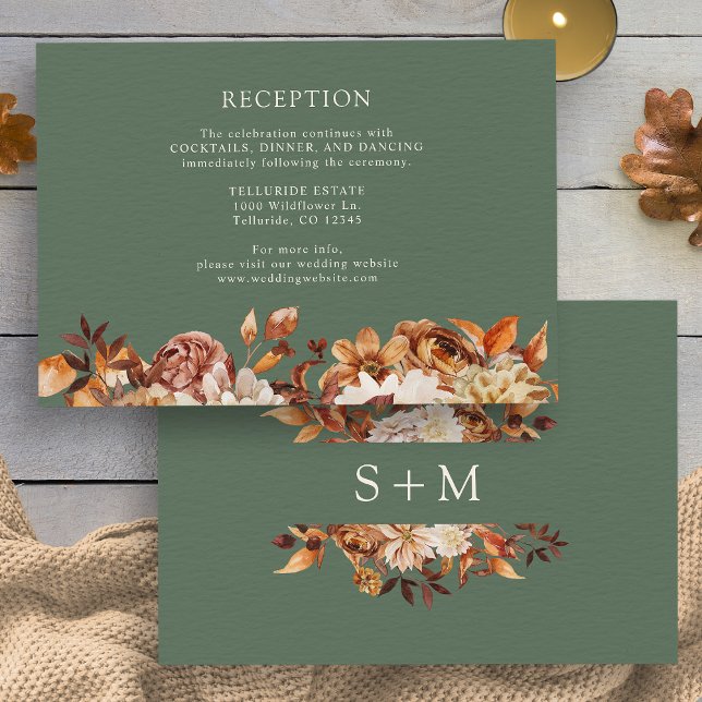 Carte D'accompagnement Réception de mariage botanique en terre cuite de S (Sage Fall Terracotta Botanical Wedding Reception Enclosure Card by Painted Paperie
)