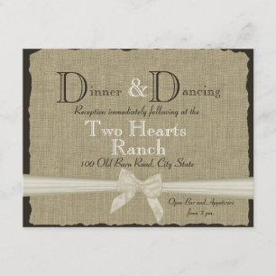 Carte D'accompagnement Réception de mariage Burlap et Bow