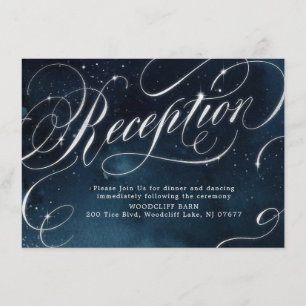Carte D'accompagnement Réception de mariage calligraphie vintage argent N