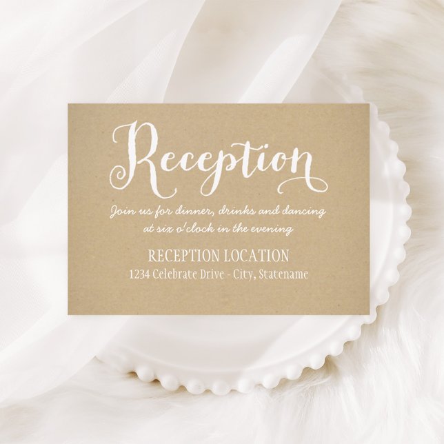 Carte D'accompagnement Réception de mariage calligraphique Kraft rustique (Créateur téléchargé)