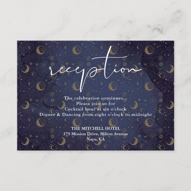 Carte D'accompagnement Réception de mariage céleste avec écriture élégant (Devant)