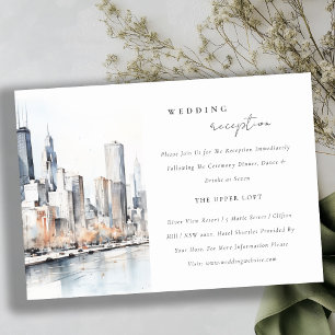 Carte D'accompagnement Réception De Mariage Chic Chicago Illinois City Sc