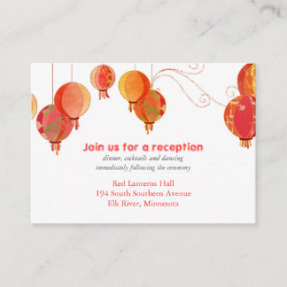 Carte D'accompagnement Réception De Mariage Chic Red Lanterns