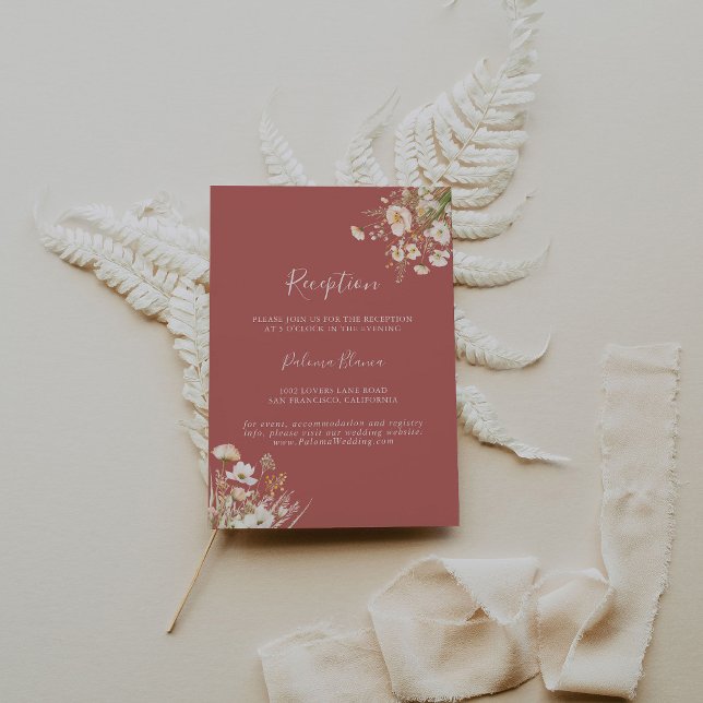 Carte D'accompagnement Réception de mariage classique Boho Blush Fleur sa (Créateur téléchargé)