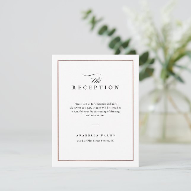 Carte D'accompagnement Réception de mariage classique élégant noir et bla (Debout devant)