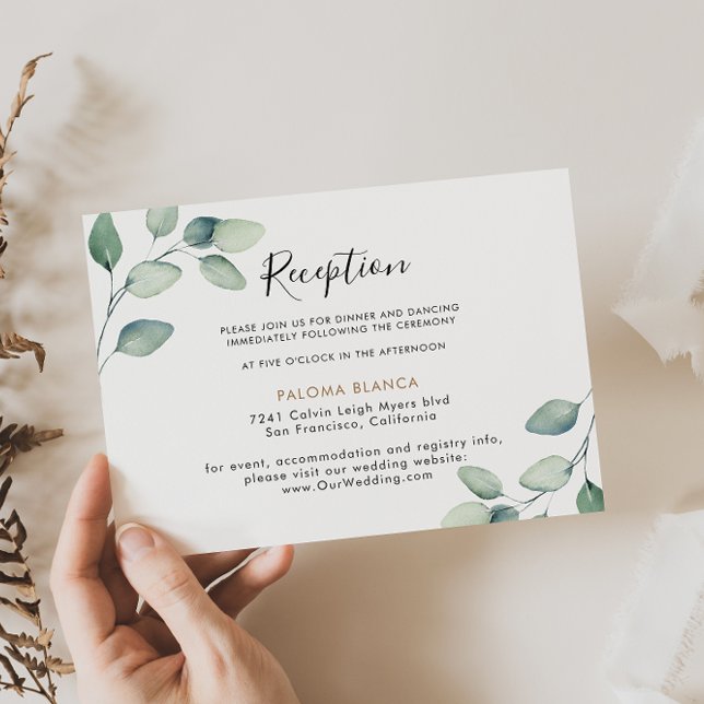 Carte D'accompagnement Réception de mariage classique en vert Feuille (Créateur téléchargé)